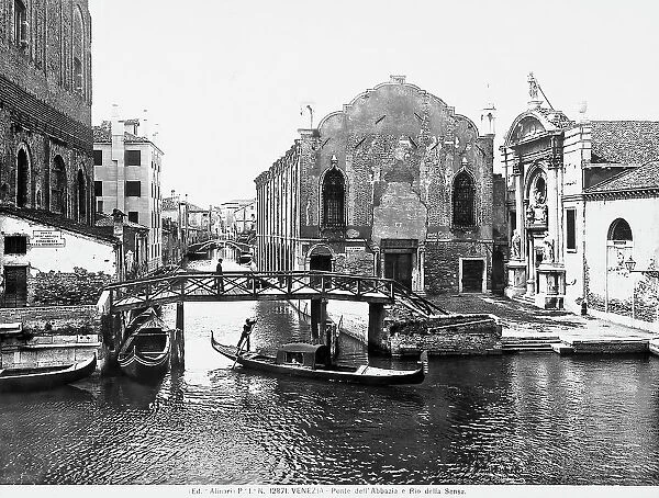 View of the Rio della Sensa in Venice. The Abbey's Scuola Vecchia and the church of Santa Maria Valverde can be seen on the right