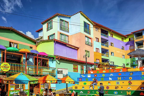 Colombia, Guatape, Colorful town near Medellin