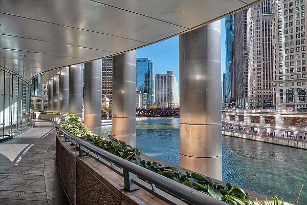 Illinois, Chicago, River Walk from Trump Building