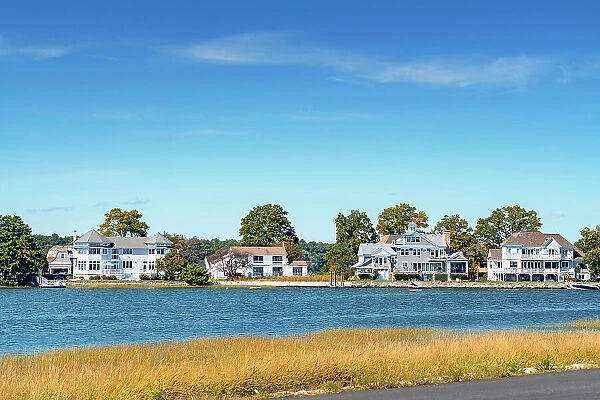 New England, Connecticut, Greenwich, Greenwich Point, houses overlooking the bay