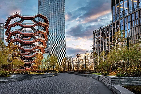 New York, NYC, Hudson Yards, Hudson Yards Redevelopment Project, path leading to Vessel