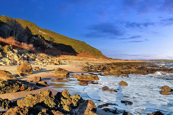 UK, Scotland, Balintore, Rocky beach landscape