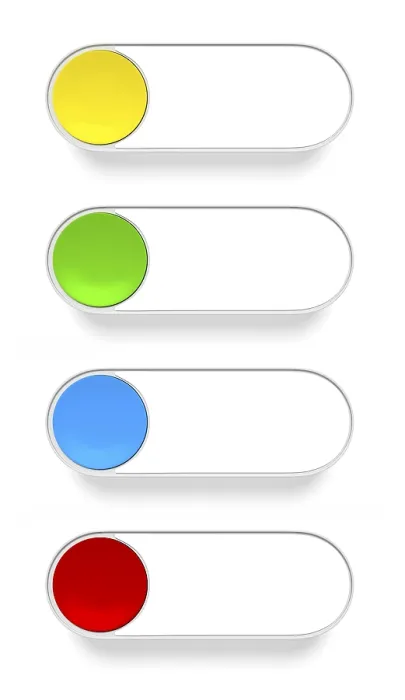 Framed Print : 3D Rendering of a Push Button in Different Colors Print