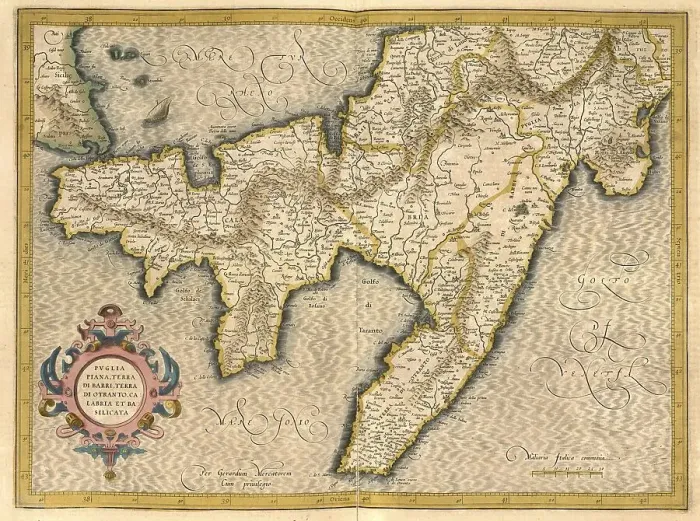 Framed Print : Digitally restored Print of Apulia, Basilicata from 1623 Mercator Atlas Framed Print : Digitally restored Print of Apulia, Basilicata from 1623 Mercator Atlas