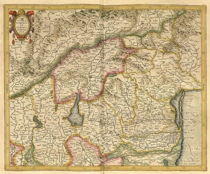 Framed Print : Digital Print of 1623 Atlas Map, Tyrol Region