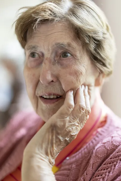 Framed Print : Print of a Senior Woman with Dementia in Cologne, Germany Framed Print : Print of a Senior Woman with Dementia in Cologne, Germany