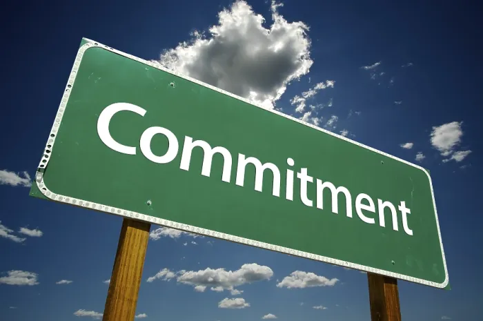 Framed Print : Commitment Road Sign Print with Dramatic Clouds