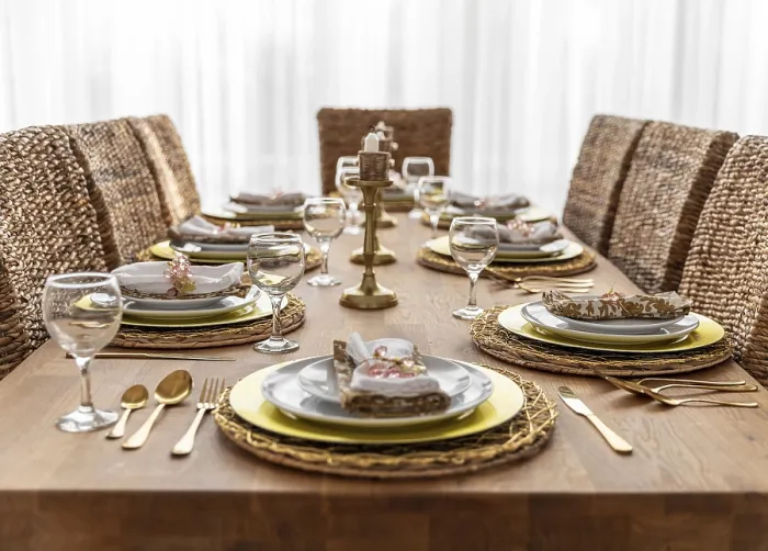 Framed Print : Dining Table Print with Plates Framed Print : Dining Table Print with Plates