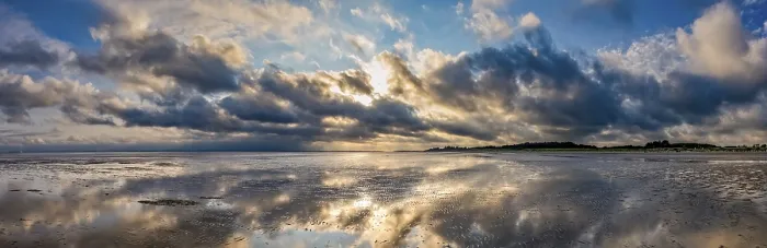 Framed Print : Dramatic Cloudy Sky Print - Fohr Island at Low Tide Framed Print : Dramatic Cloudy Sky Print - Fohr Island at Low Tide