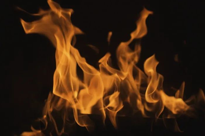 Framed Print : Dramatic Flames Print Against Dark Background