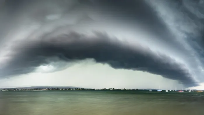 Framed Print : Print of a dramatic sky with dark clouds over a calm lake Framed Print : Print of a dramatic sky with dark clouds over a calm lake