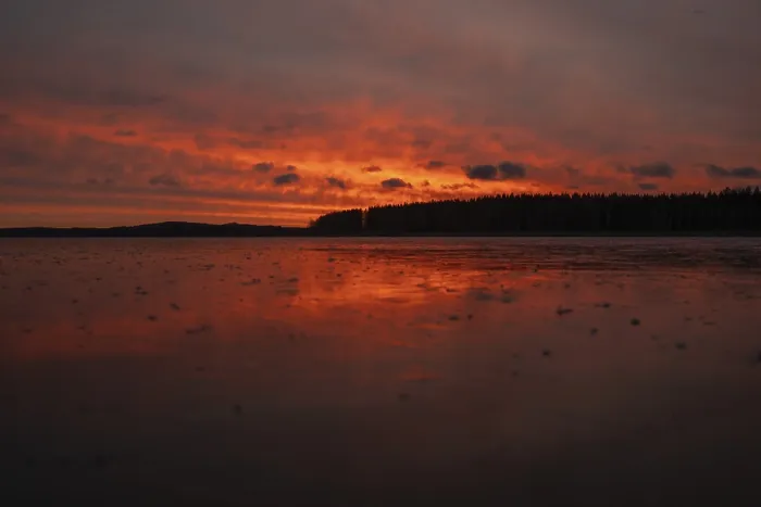 Framed Print : Finland Sunset Print: Frozen Lake and Forest Framed Print : Finland Sunset Print: Frozen Lake and Forest