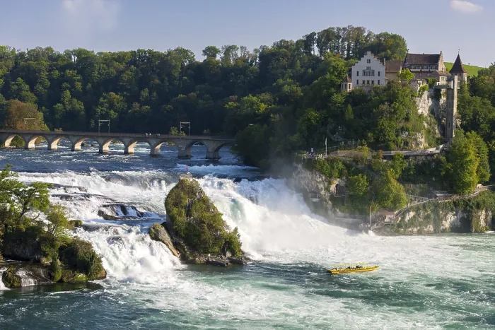 Framed Print : Rhine Falls Print: Schloss Laufen Scene Framed Print : Rhine Falls Print: Schloss Laufen Scene