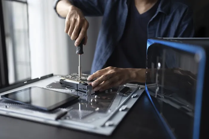 Framed Print : IT Engineer Installing Hardware Print