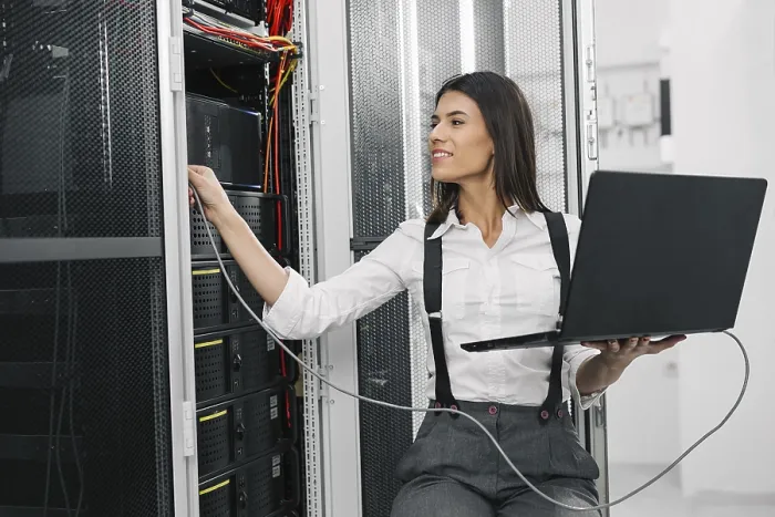 Framed Print : IT Expert Checking Supercomputer Server Print Framed Print : IT Expert Checking Supercomputer Server Print