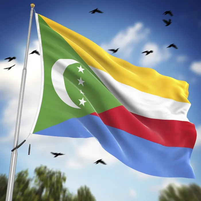 Framed Print : Computer Generated 3D Rendered Flag of the Comoros Print Framed Print : Computer Generated 3D Rendered Flag of the Comoros Print