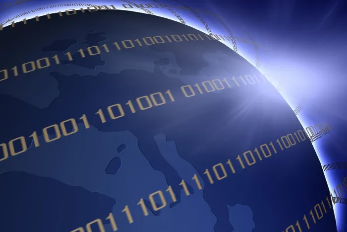 Framed Print : Binary Globe Print - Digital Code Representation