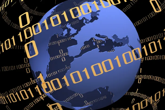 Framed Print : Binary Globe Print - Digital Code Representation Framed Print : Binary Globe Print - Digital Code Representation
