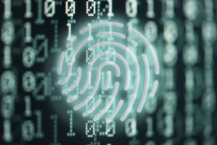Framed Print : Glowing Fingerprint Print Against Binary Code Background Framed Print : Glowing Fingerprint Print Against Binary Code Background