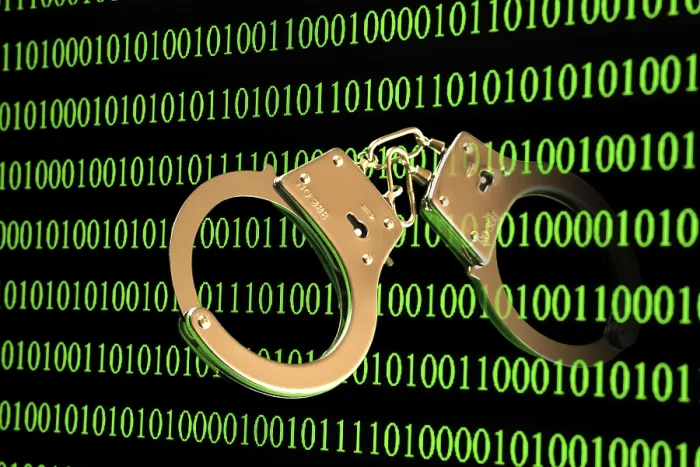 Framed Print : Binary Handcuffs Print: Computer Criminality Symbol Framed Print : Binary Handcuffs Print: Computer Criminality Symbol
