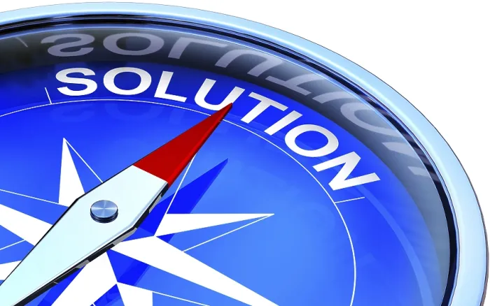 Framed Print : High Resolution Print of Compass with Solution Icon