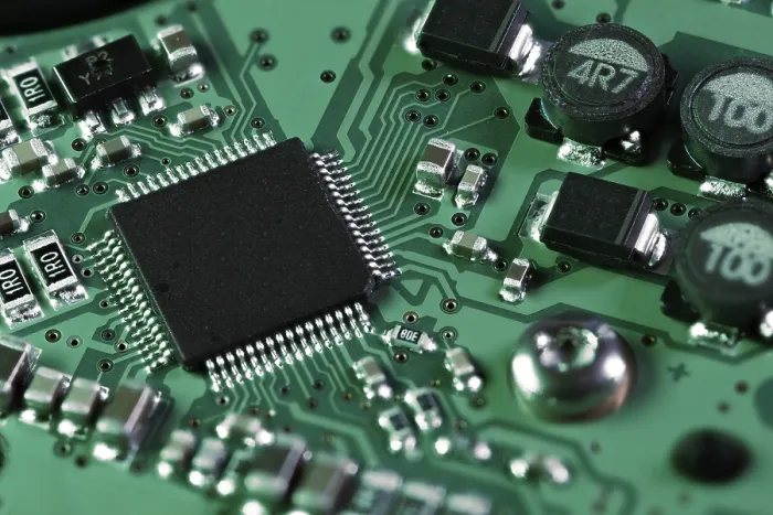 Framed Print : Integrated Circuit Print with Processor Chip on Mainboard