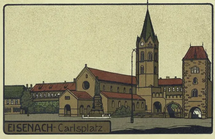 Framed Print : Karlsplatz in Eisenach Print, circa 1910