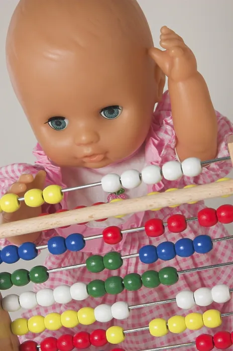 Framed Print : Arithmetics Doll Using an Abacus Print Framed Print : Arithmetics Doll Using an Abacus Print