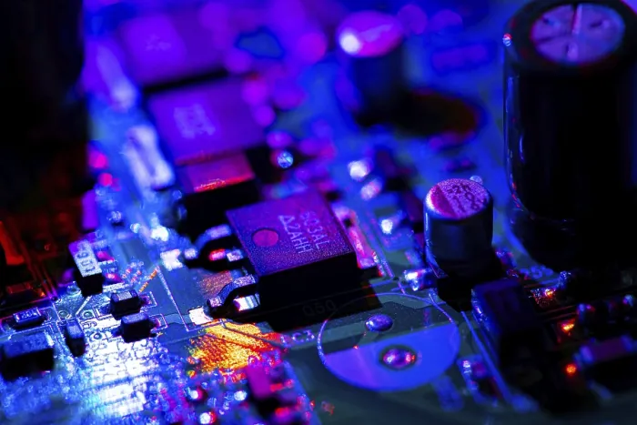 Framed Print : Macro Close-up Print of PC Circuit Board Components Framed Print : Macro Close-up Print of PC Circuit Board Components