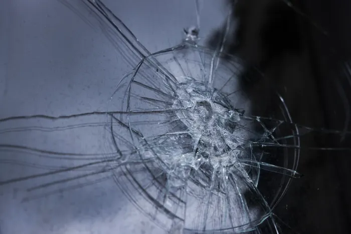 Framed Print : Smashed Window Pane Print, Portbail, Normandy