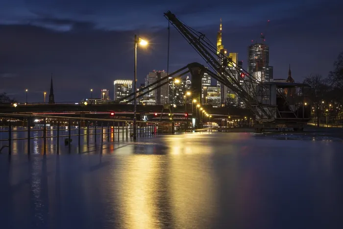 Framed Print : Flooding in Frankfurt's Eastern Harbour Area Print