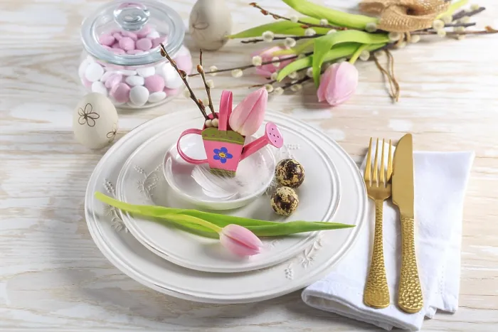 Framed Print : Easter Table Setting Print with Spring Flowers Framed Print : Easter Table Setting Print with Spring Flowers