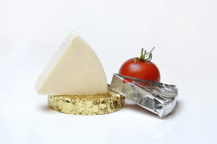 Framed Print : Round and Triangular Processed Cheese with Tomato Print Framed Print : Round and Triangular Processed Cheese with Tomato Print
