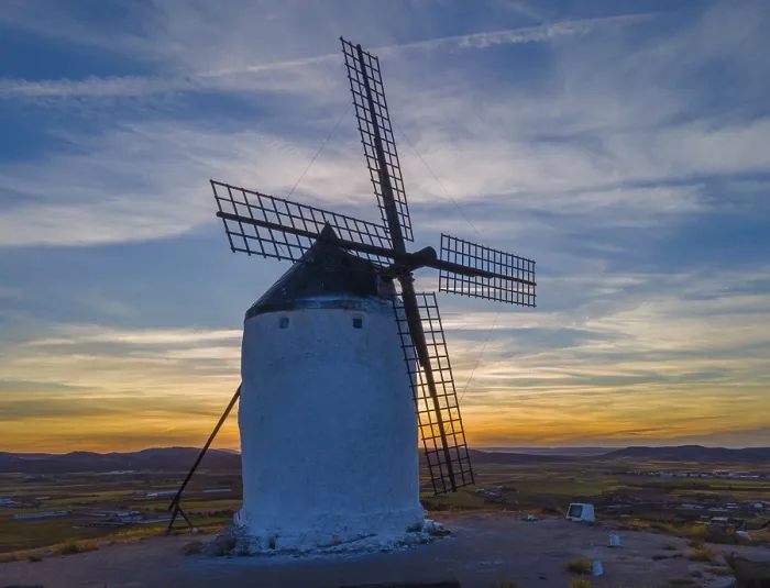 Framed Print : Single Windmill Print, Consuegra Sunset