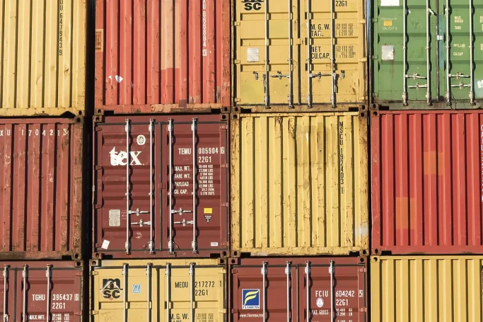 Framed Print : Stack of Containers Print in Bright Colors Framed Print : Stack of Containers Print in Bright Colors