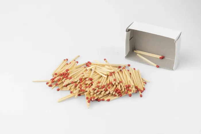 Framed Print : Stack of Matches in Front of Almost Empty Box Print Framed Print : Stack of Matches in Front of Almost Empty Box Print