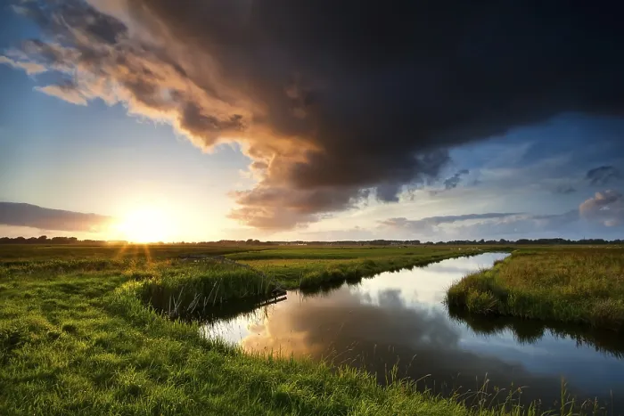 Framed Print : Storm Cloud at Dramatic Sunset Print, Holland Summer Sky