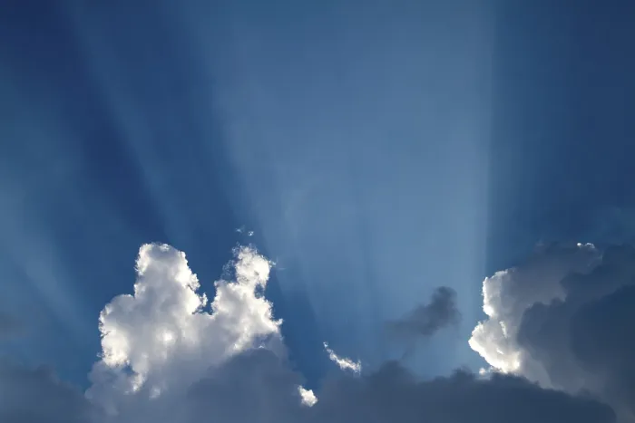 Framed Print : Sun Rays Behind Clouds Print