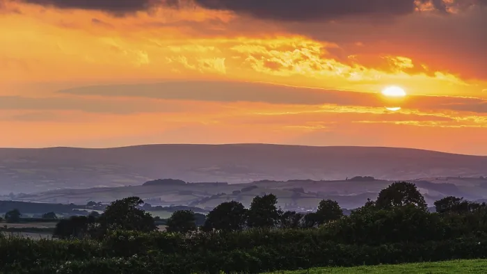 Framed Print : Torquay Fields Sunset Print, Devon, England