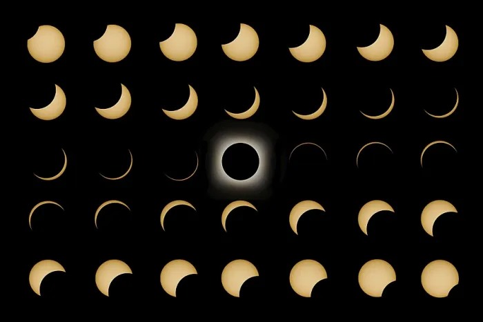 Framed Print : Total Solar Eclipse Phases Print, Composite Image Framed Print : Total Solar Eclipse Phases Print, Composite Image