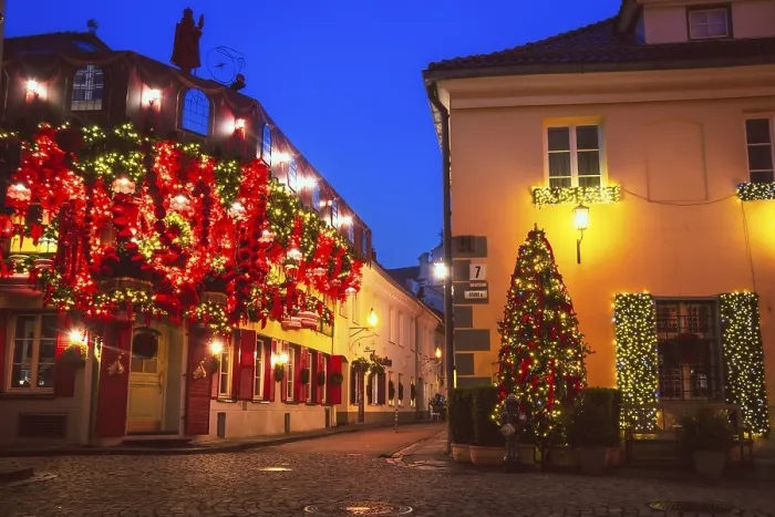 Framed Print : Vilnius Old Town Christmas Decorations Print Framed Print : Vilnius Old Town Christmas Decorations Print