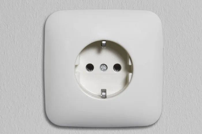 Framed Print : Wall Socket Print - Electrical Outlet Close-Up
