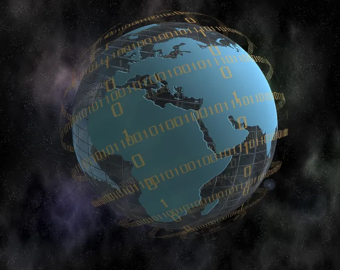 Framed Print : World Globe and Binary Code Print Framed Print : World Globe and Binary Code Print
