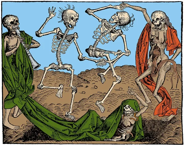 Danse Macabre, 1493 Woodcut Print: Universality of Death. Art