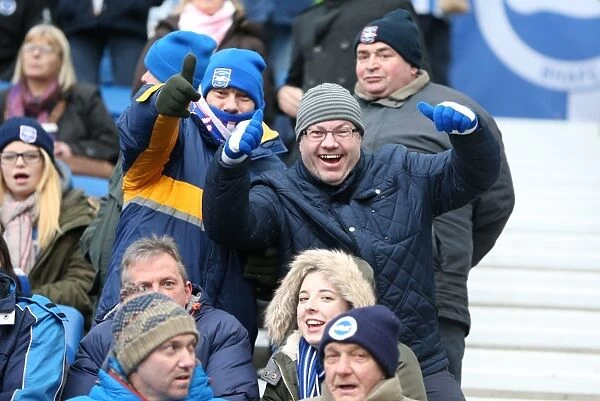 Brighton and Hove Albion FC: Passionate Fans in Action during Sky Bet Championship Clash vs Nottingham Forest (07FEB15)