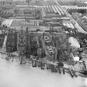 Aerial view print of Barrow-in-Furness shipyard in 1920 Aerial view print of Barrow-in-Furness shipyard in 1920