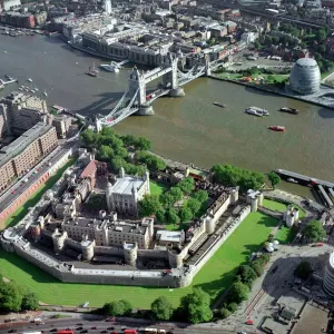 Tower of London and Tower Bridge Aerial Print Tower of London and Tower Bridge Aerial Print