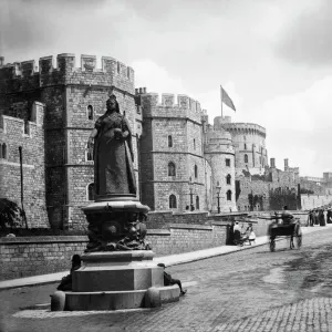 Windsor Castle Print: 1888 Photograph of Soldiers and Onlookers Windsor Castle Print: 1888 Photograph of Soldiers and Onlookers