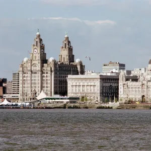Print of the Three Graces in Liverpool, a view from Birkenhead