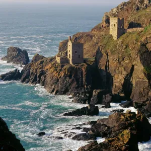Botallack Mine Print: Cliffside View of Mine Buildings
